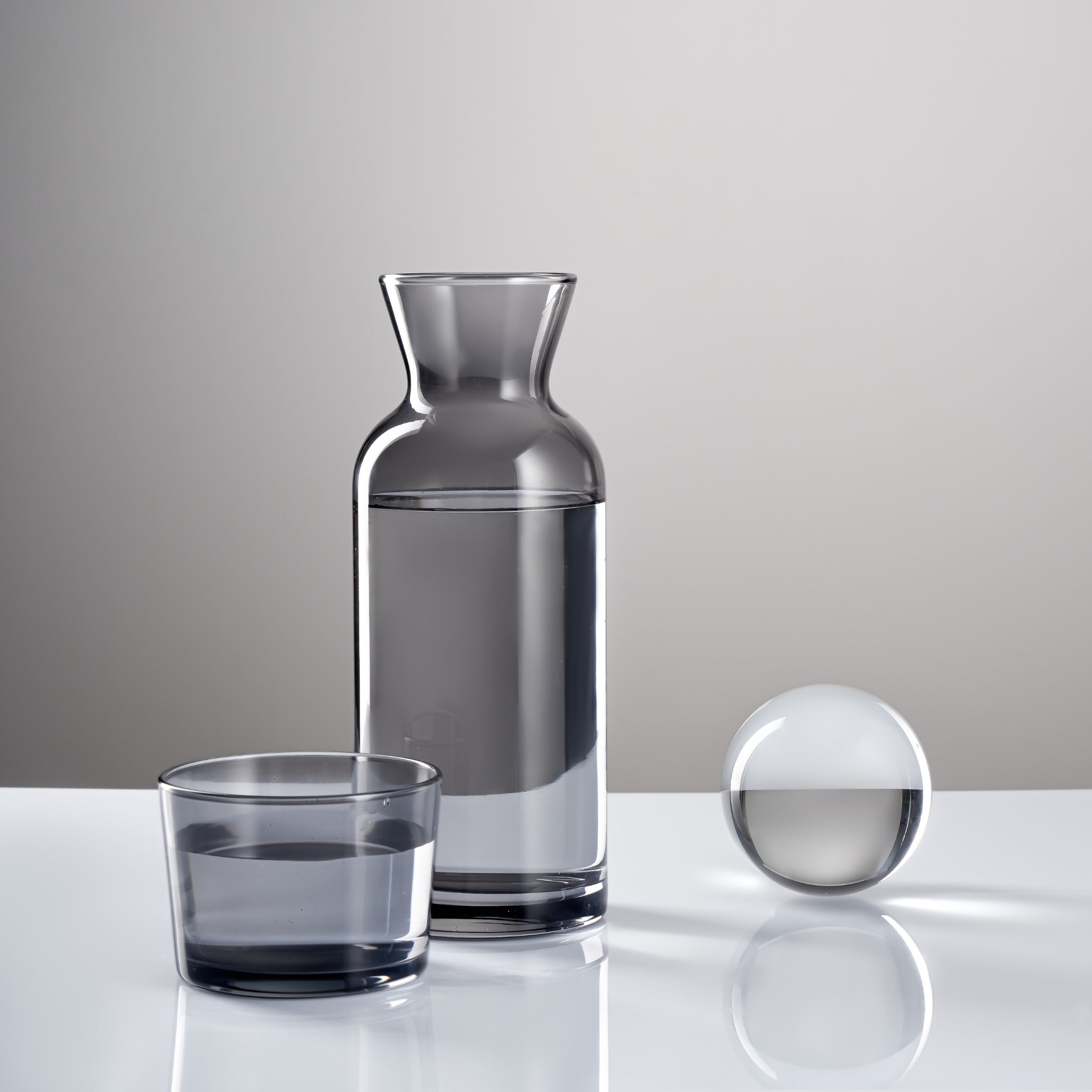 BLACK BEDSIDE WATER CARAFE AND GLASS SET