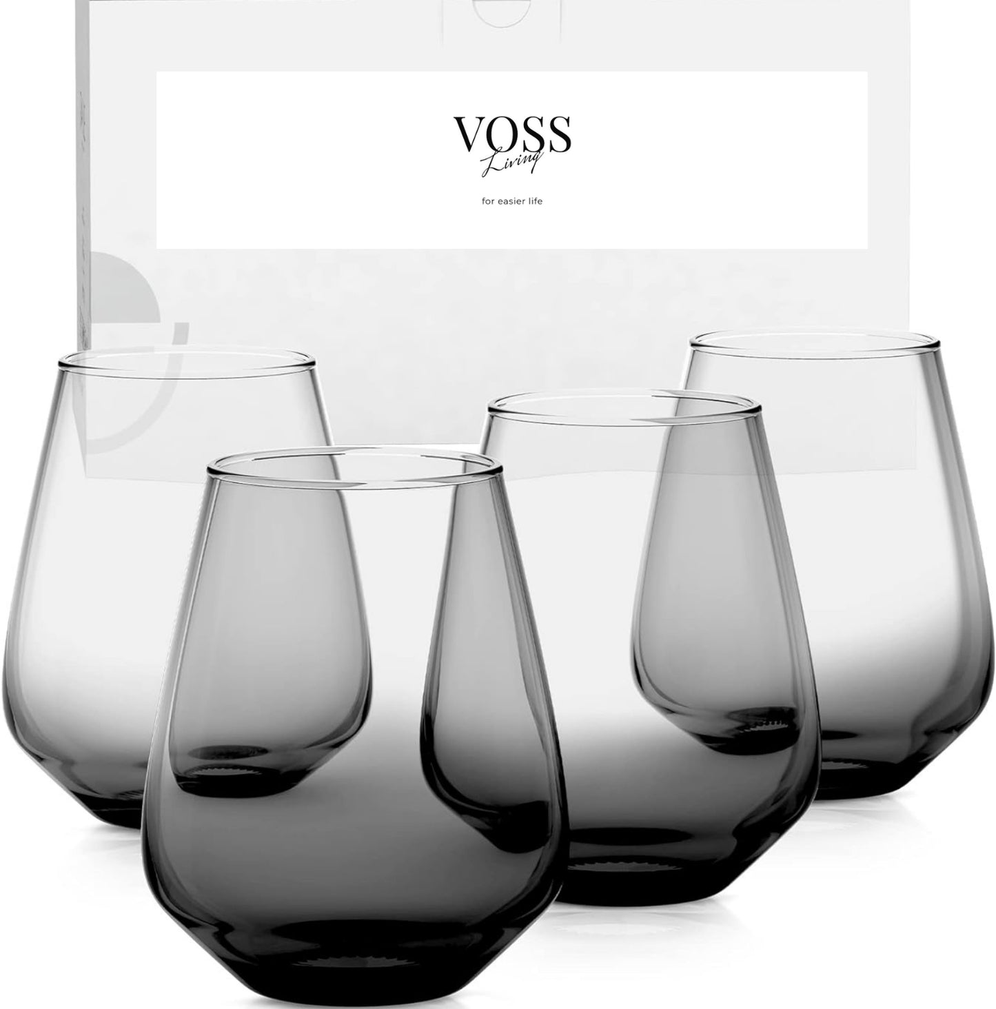 Set of 4 Stunning Black Water Glasses