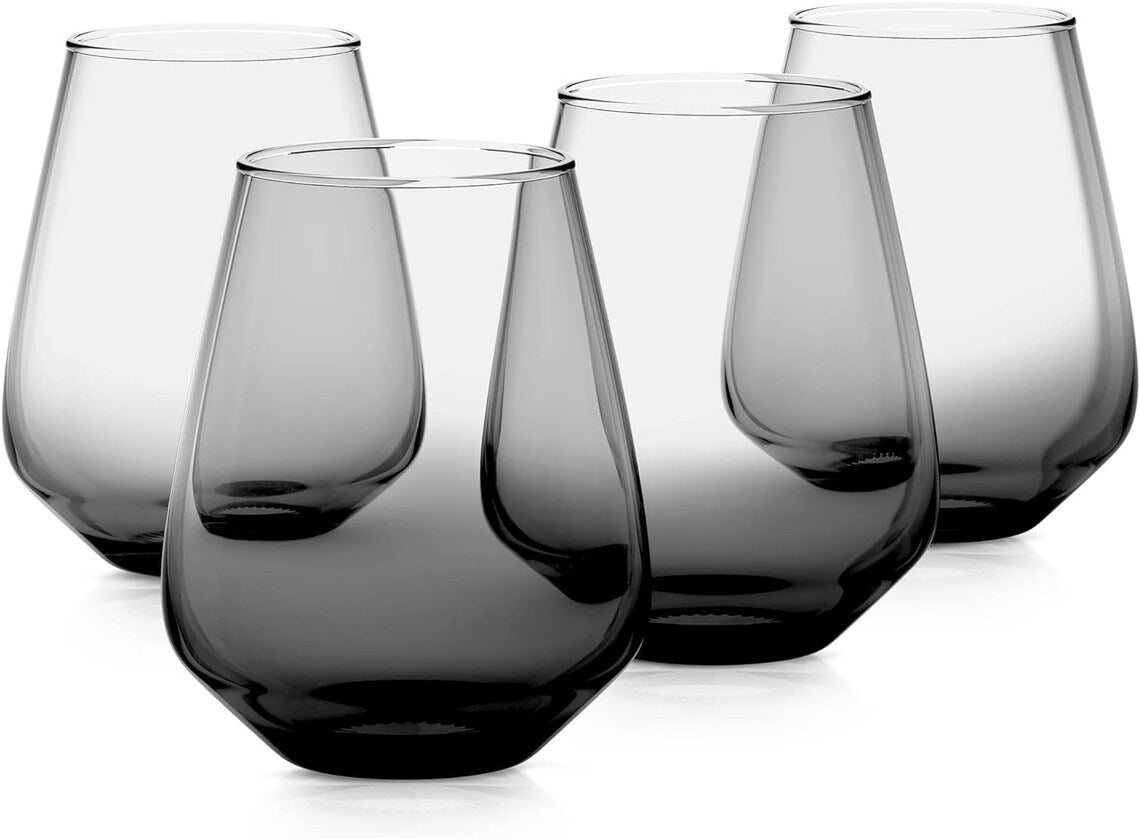 Set of 4 Stunning Black Water Glasses