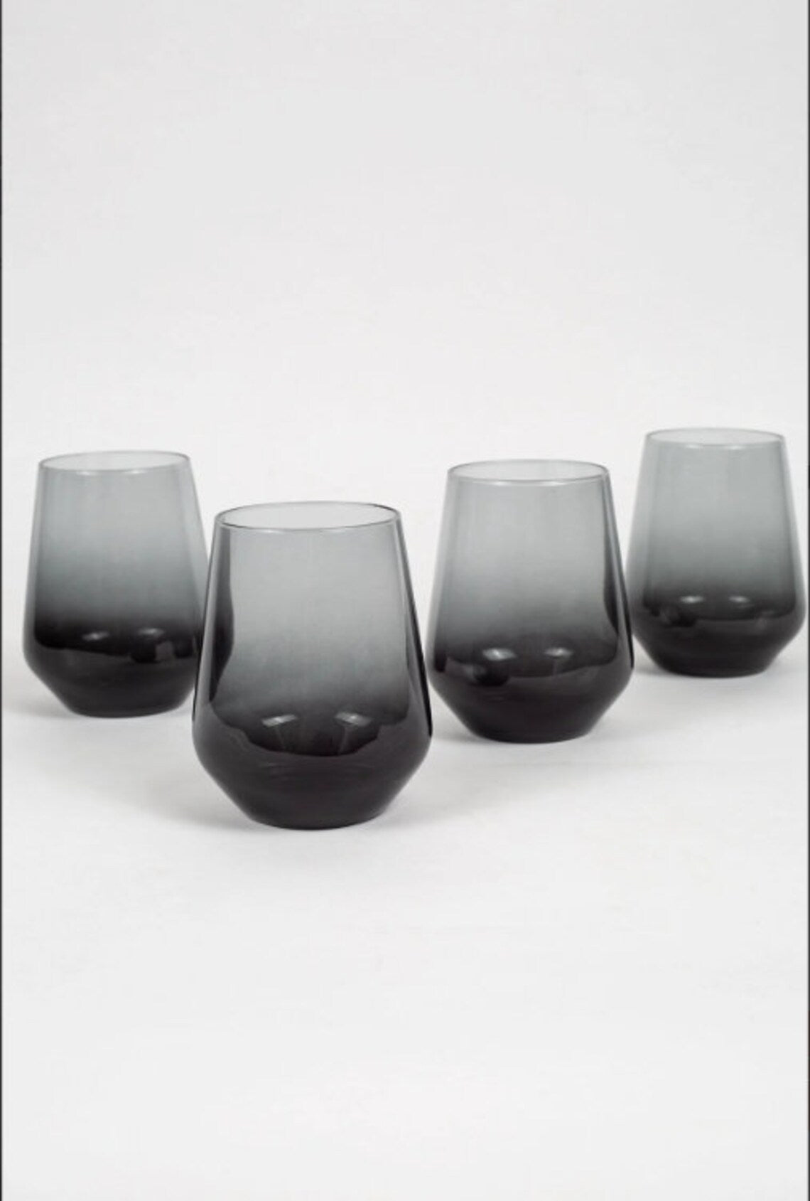 Set of 4 Stunning Black Water Glasses