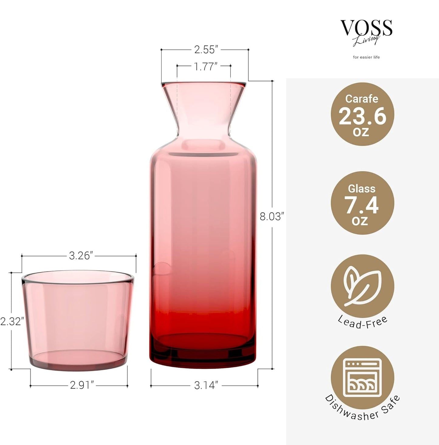 Red Bedside Water Carafe