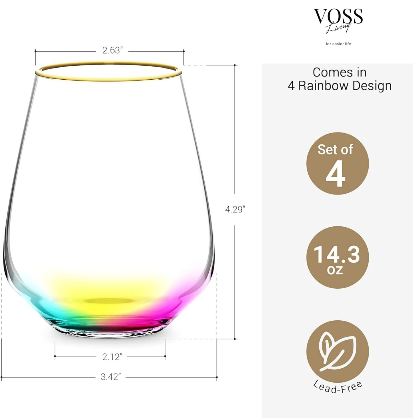 Elegant Rainbow Water Glasses