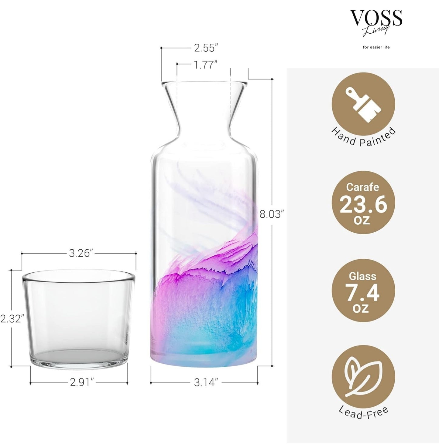 Purple Blue Bedside Water Carafe Set