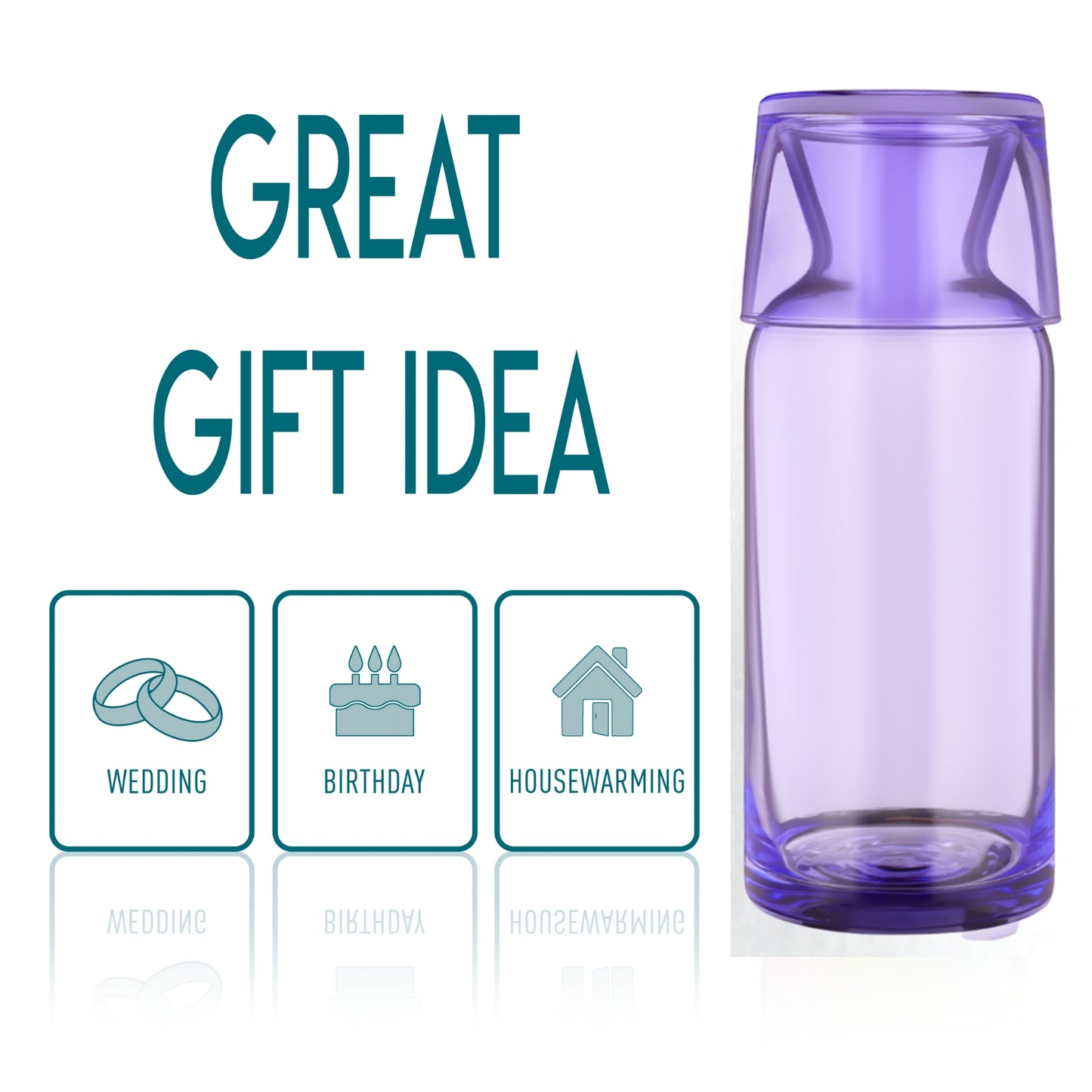 PURPLE BEDSIDE WATER CARAFE AND GLASS SET