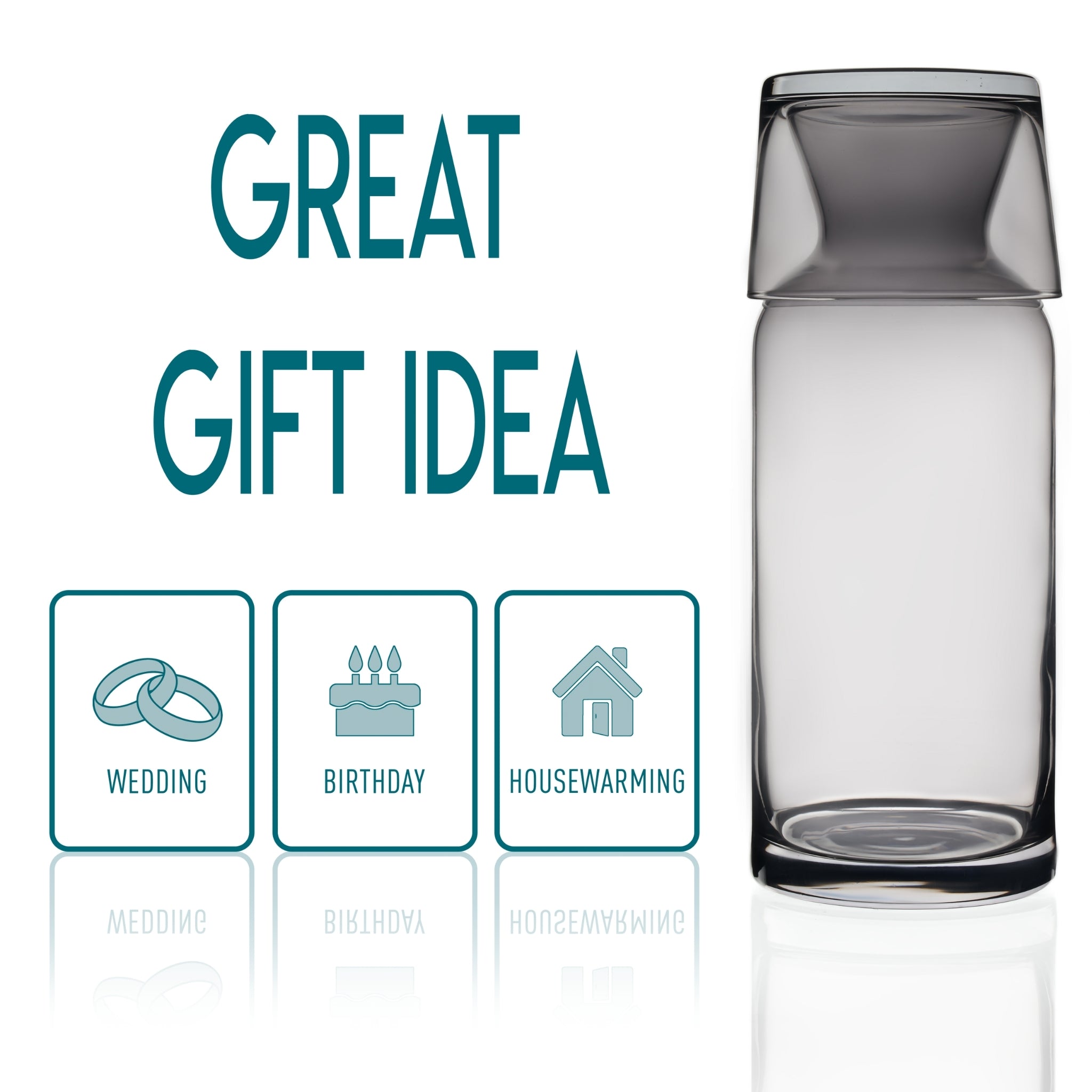 BLACK BEDSIDE WATER CARAFE AND GLASS SET