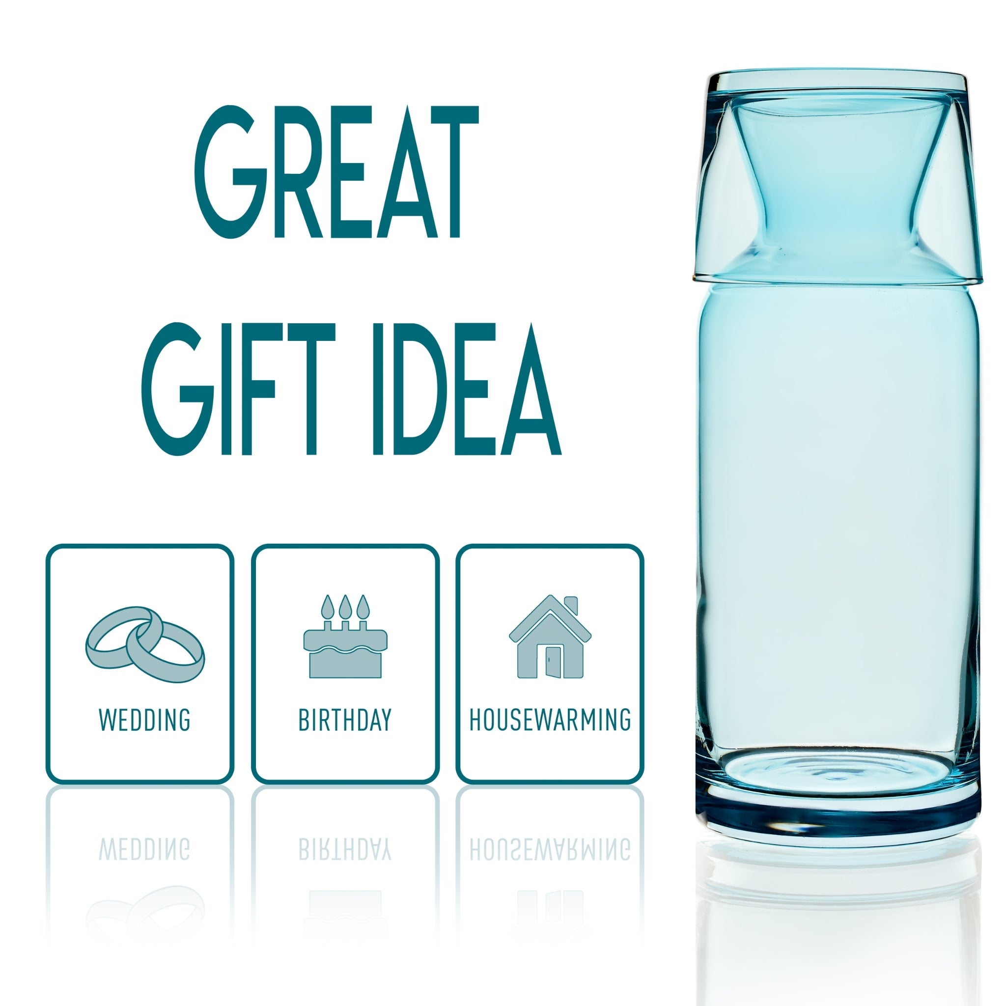 BLUE BEDSIDE WATER CARAFE AND GLASS SET